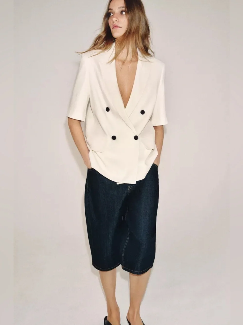 ZARA SHORT SLEEVE LINEN BLAZER